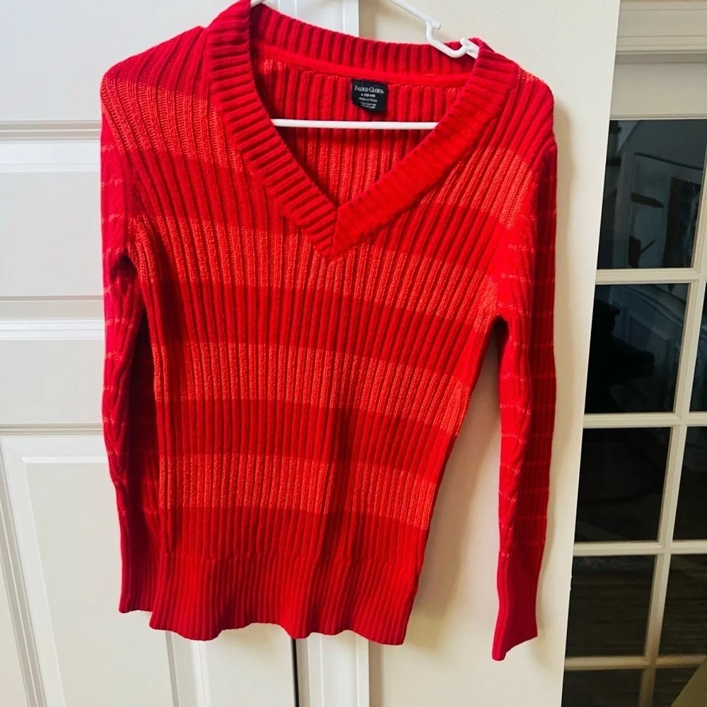 Faded Glory Vibrant Red V-Neck Sweater